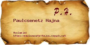 Paulcsenetz Hajna névjegykártya